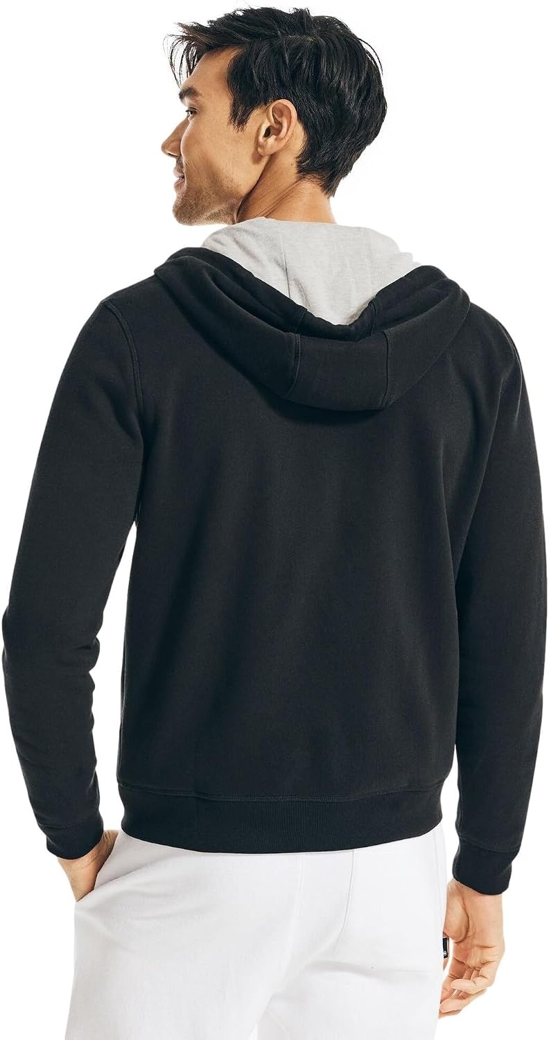 image:imageNautica Mens Nautica Mens Anchor Fleece Fullzip HoodieNight Black