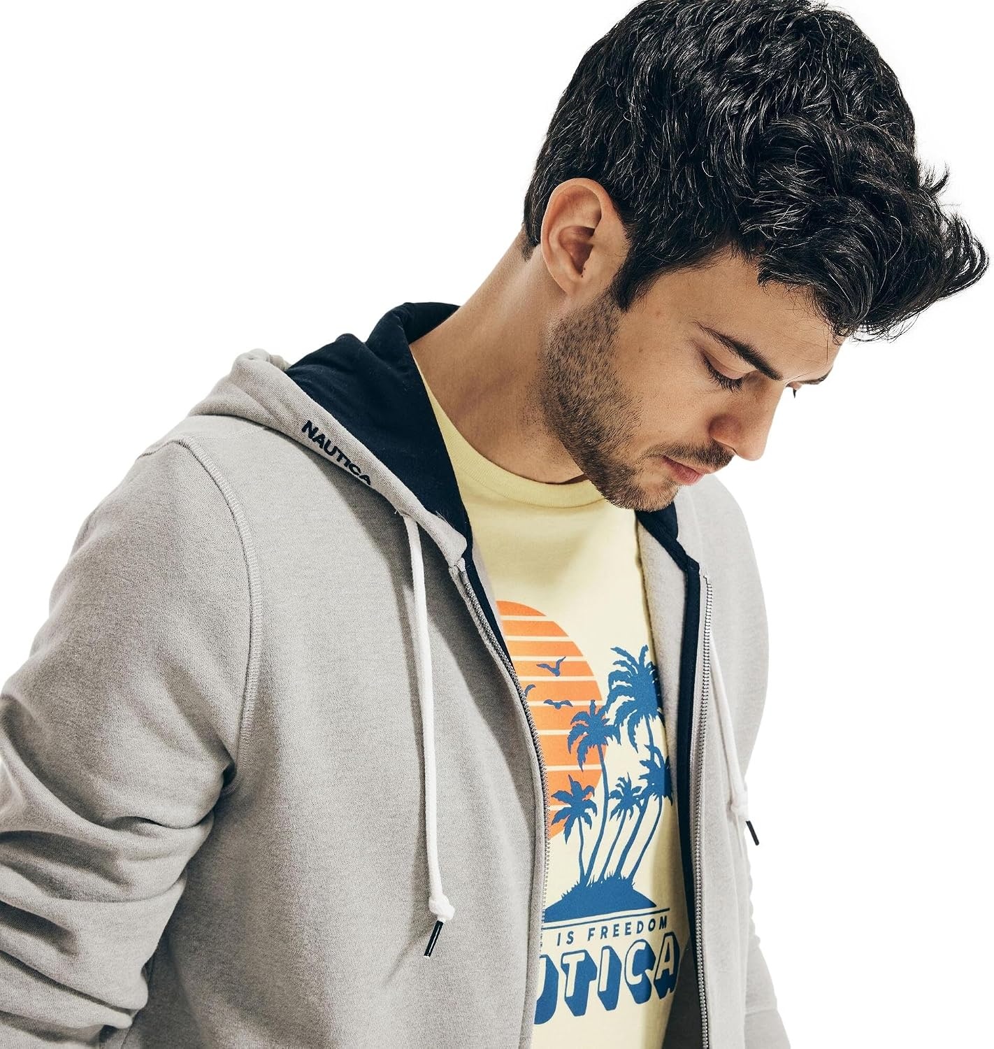 image:imageNautica Mens Nautica Mens Anchor Fleece Fullzip HoodieSmoke Grey Heather