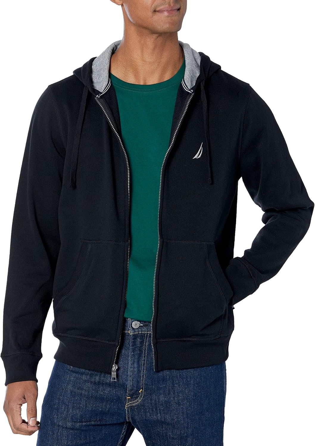 image:imageNautica Mens Nautica Mens Anchor Fleece Fullzip HoodieTrue Black
