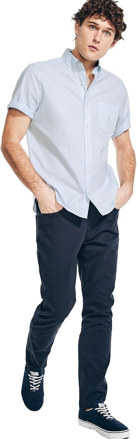 image:imageNautica Mens Nautica Mens Classic Fit Oxford ShirtSoft Blue