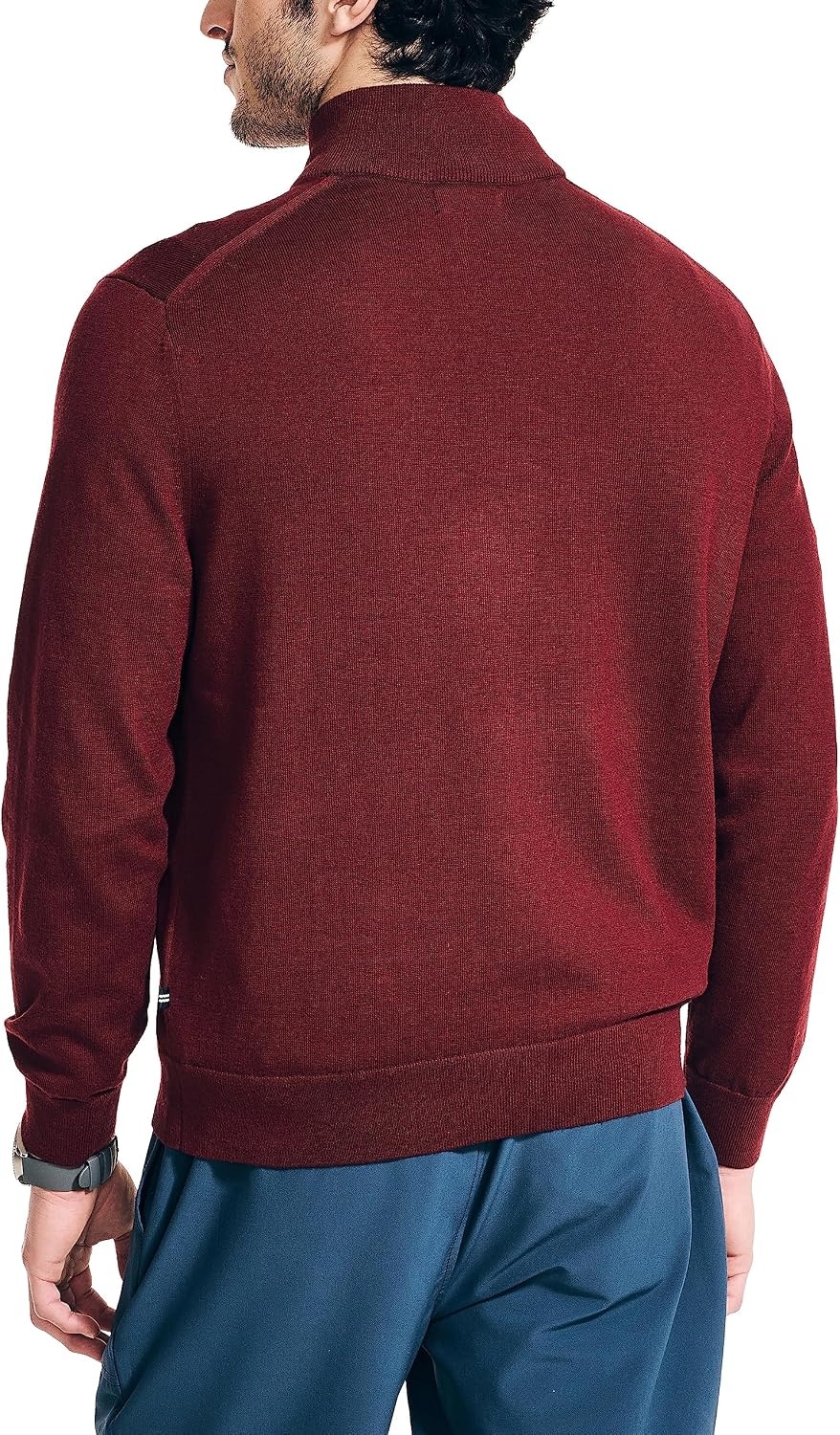 image:imageNautica Mens Nautica Mens Quarterzip SweaterDeep Crimson