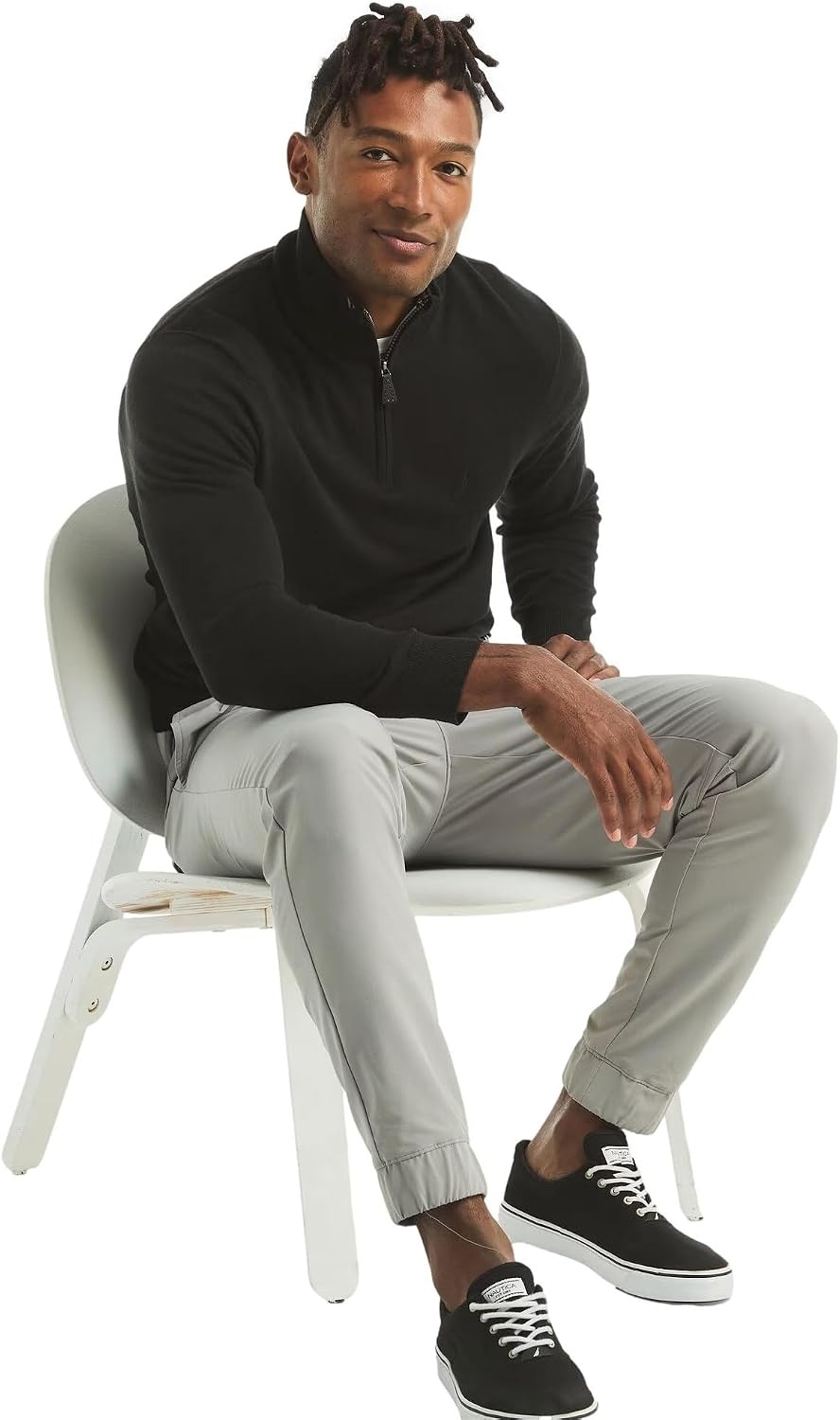 image:imageNautica Mens Nautica Mens Quarterzip SweaterElegant Black