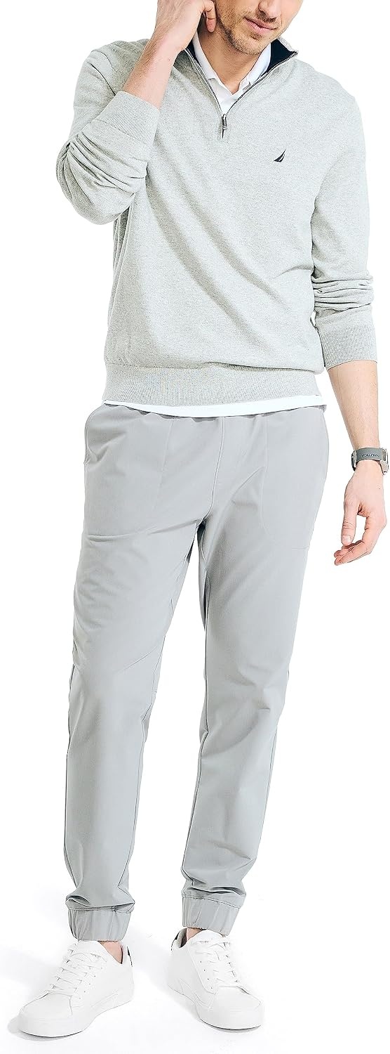 image:imageNautica Mens Nautica Mens Quarterzip SweaterGrey Heather