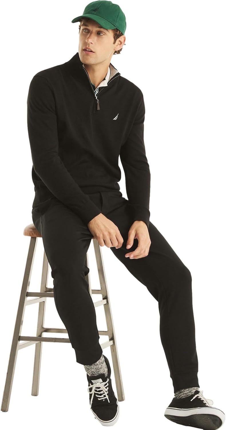 image:imageNautica Mens Nautica Mens Quarterzip SweaterLuxury Black