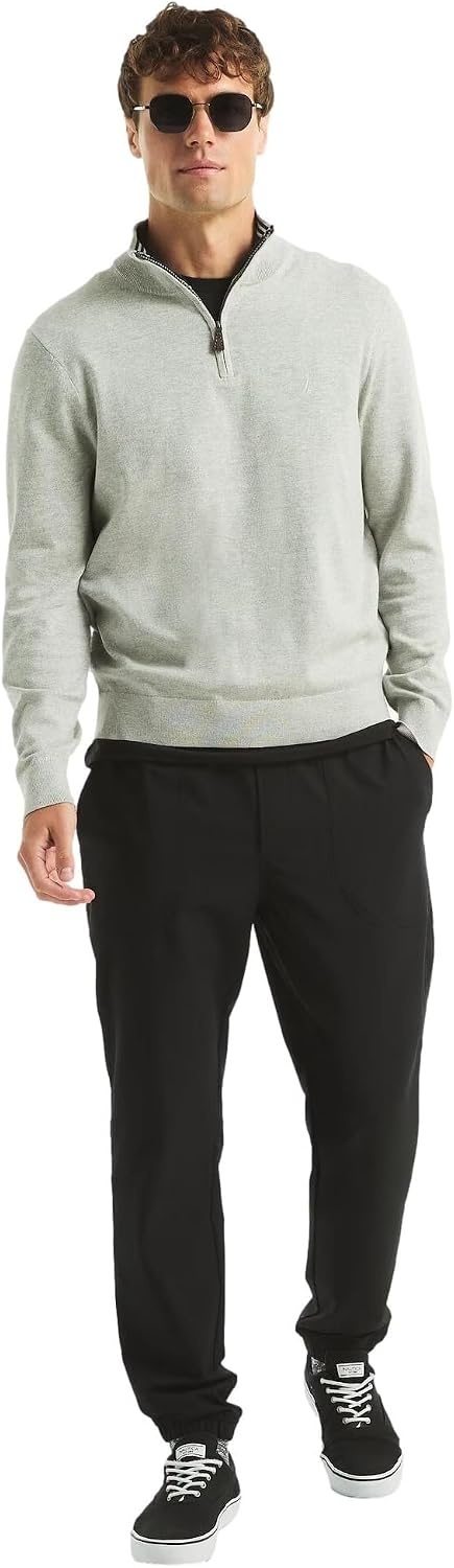 image:imageNautica Mens Nautica Mens Quarterzip SweaterSmoke Grey Heather