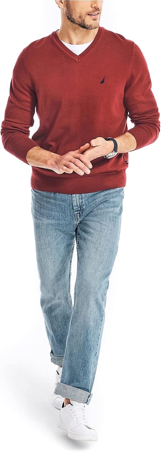 image:imageNautica Mens Nautica Navtech VNeck SweaterBiking Red