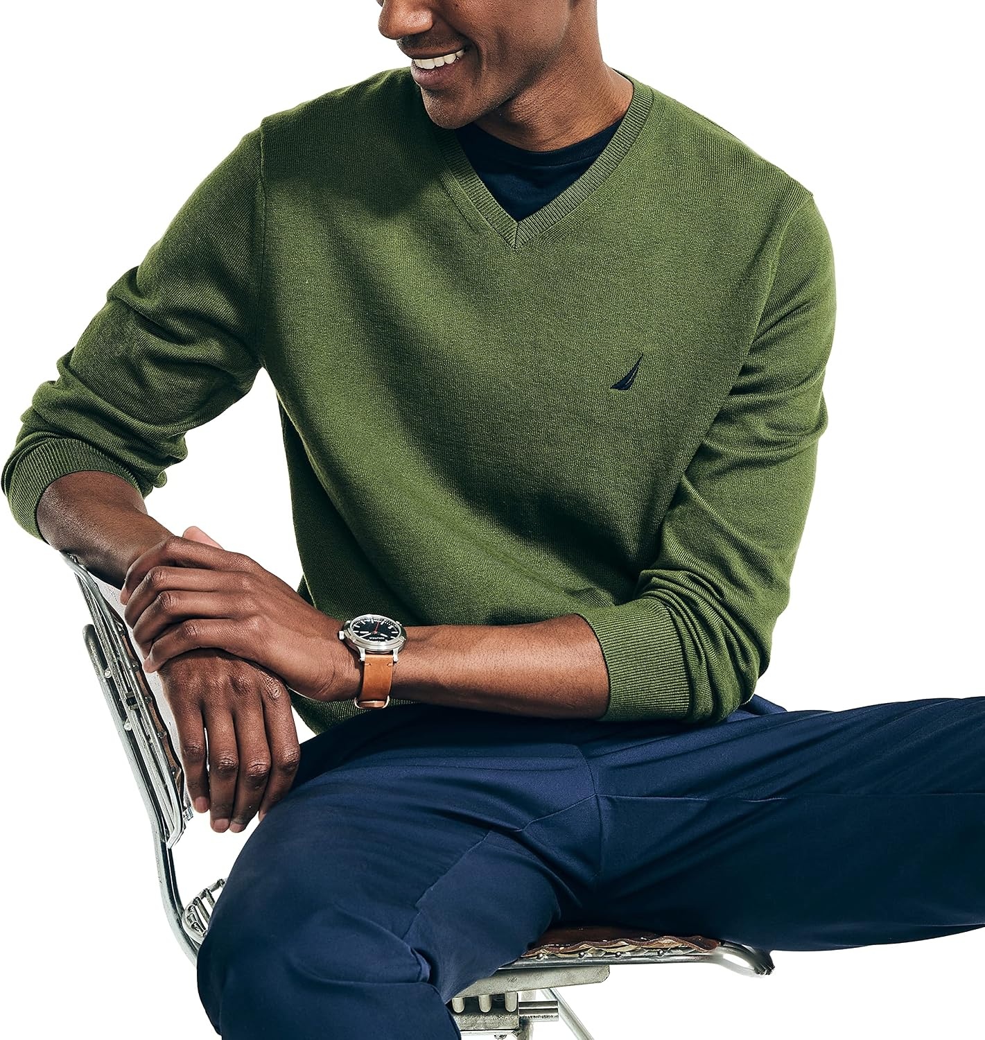 image:imageNautica Mens Nautica Navtech VNeck SweaterChive