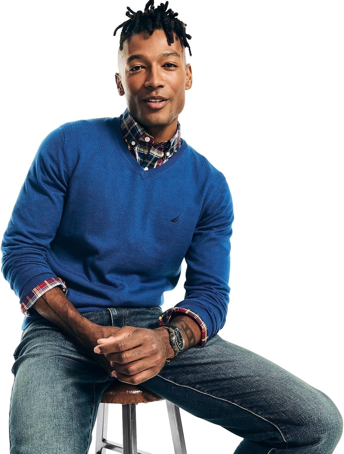 image:imageNautica Mens Nautica Navtech VNeck SweaterLimoges Blue