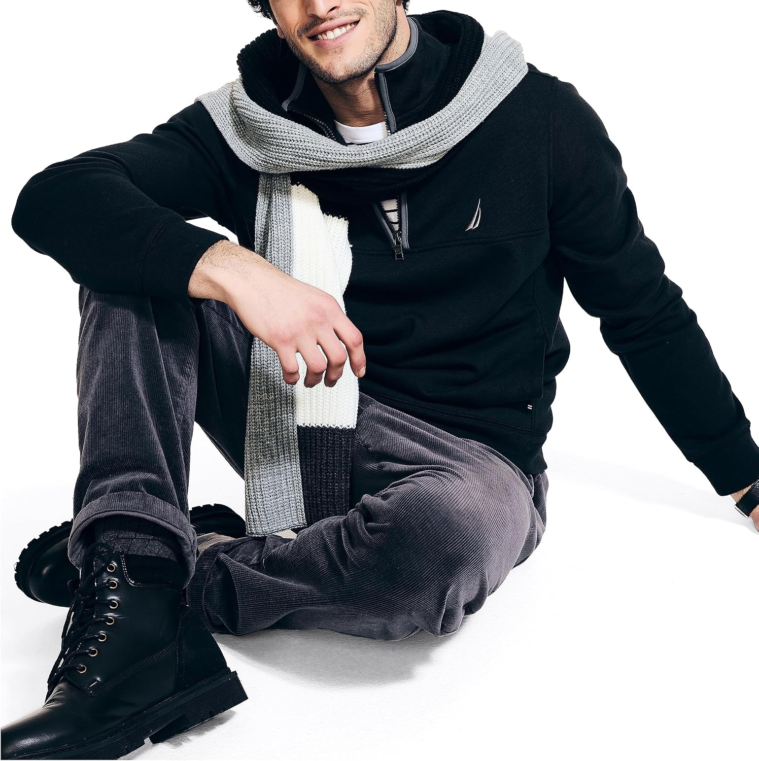image:imageNautica Mens Nautica Quarterzip SweatshirtTrue Black