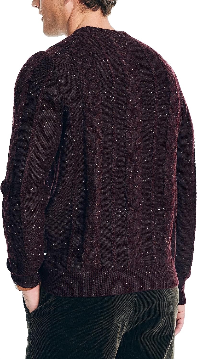 image:imageNautica Mens Nautica Sustainably Crafted CableKnit Crewneck SweaterShipwreck Burgundy