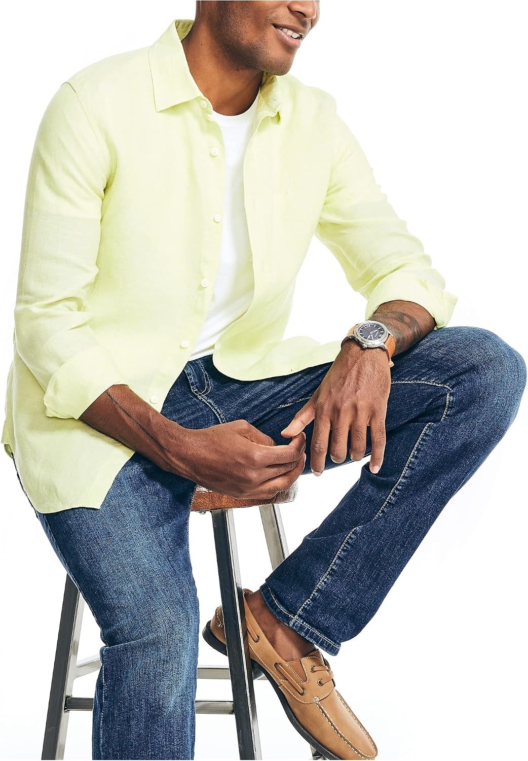 image:imageNautica Mens Nautica Sustainably Crafted Classic Fit Linen ShirtDaiquiri Green