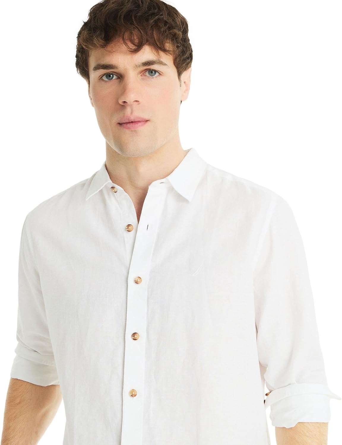 image:imageNautica Mens Nautica Sustainably Crafted Classic Fit Linen ShirtDeck Bright White