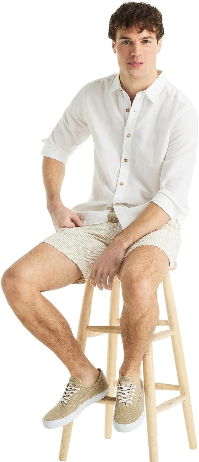 image:imageNautica Mens Nautica Sustainably Crafted Classic Fit Linen ShirtDeck Bright White