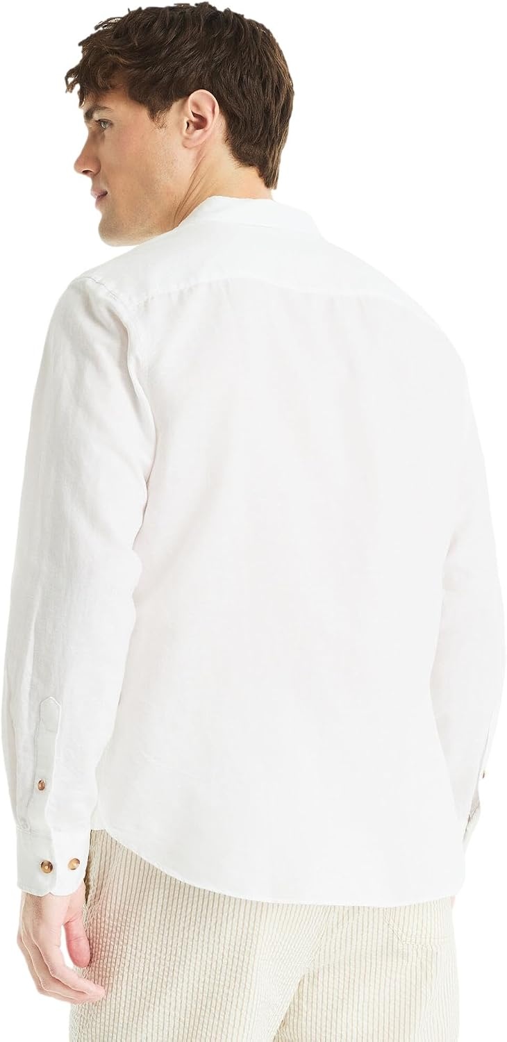 image:imageNautica Mens Nautica Sustainably Crafted Classic Fit Linen ShirtDeck Bright White