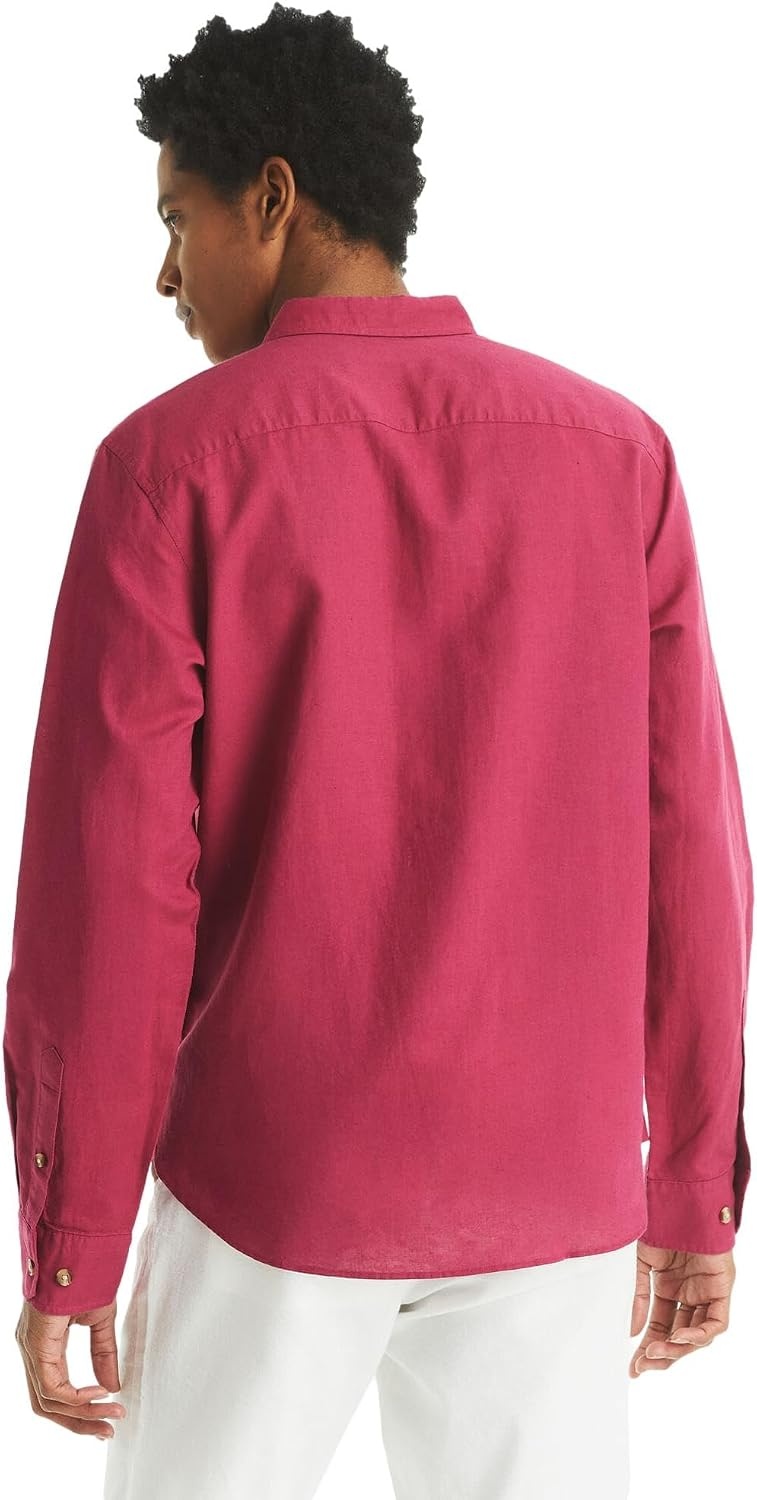 image:imageNautica Mens Nautica Sustainably Crafted Classic Fit Linen ShirtDeck Crimson Sunst