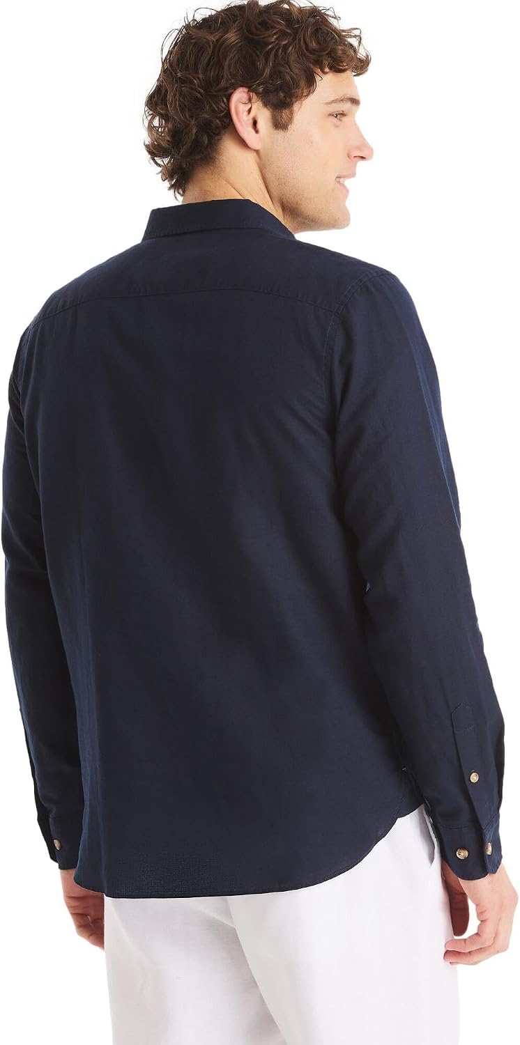 image:imageNautica Mens Nautica Sustainably Crafted Classic Fit Linen ShirtDeck Navy Seas