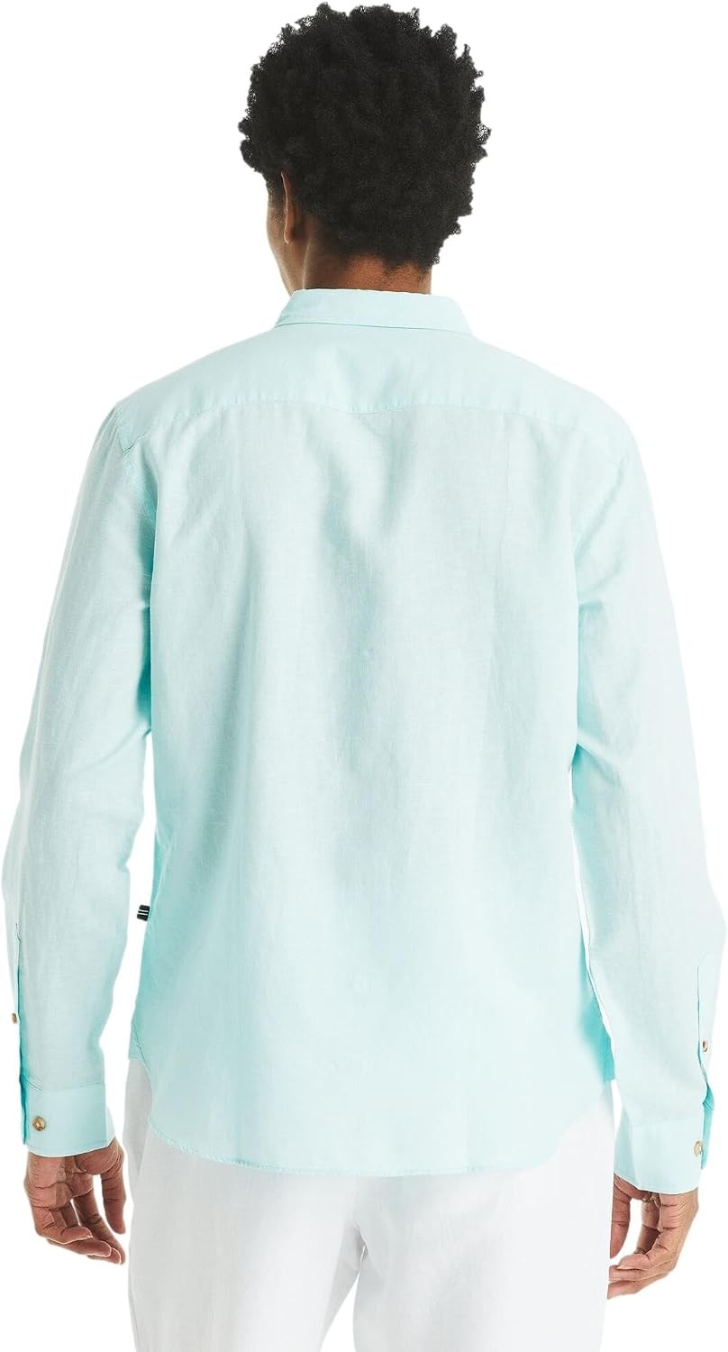 image:imageNautica Mens Nautica Sustainably Crafted Classic Fit Linen ShirtDeck Seawater Blue
