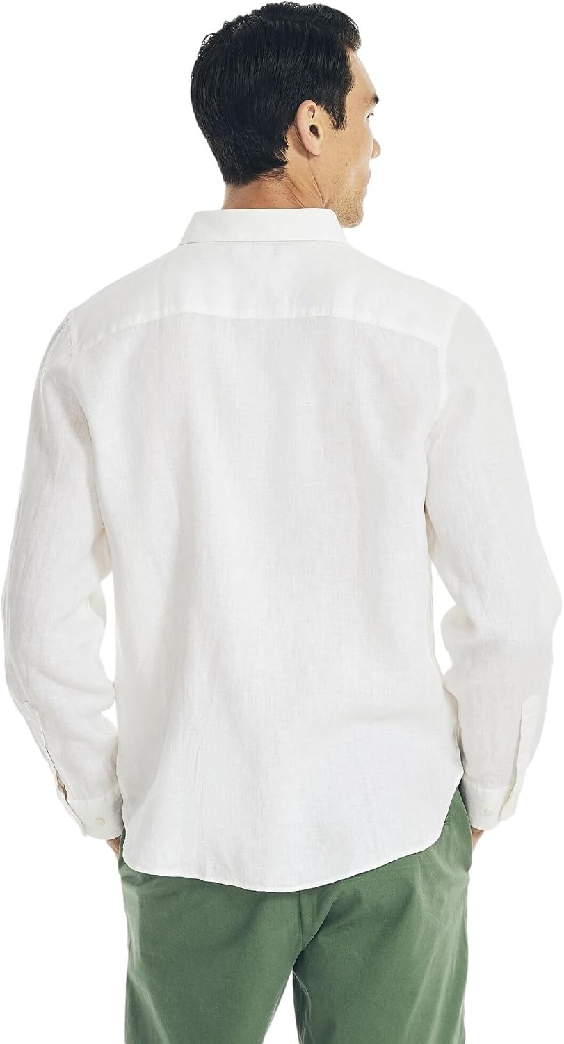 image:imageNautica Mens Nautica Sustainably Crafted Classic Fit Linen ShirtNautica White