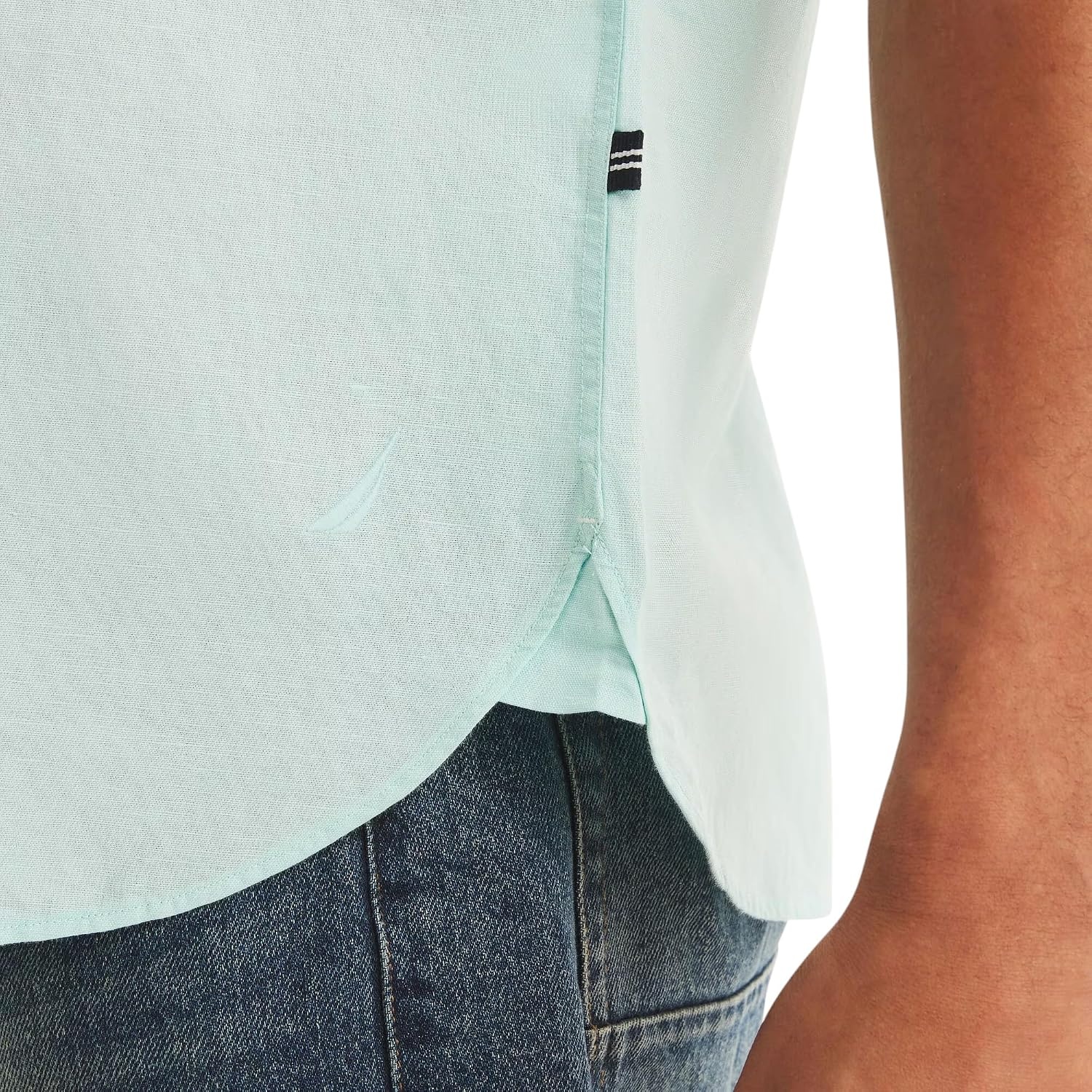 image:imageNautica Mens Nautica Sustainably Crafted Linen ShortSleeve ShirtSea Water Blue