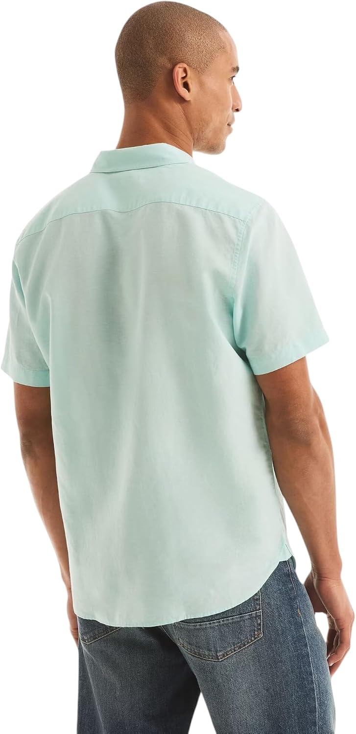 image:imageNautica Mens Nautica Sustainably Crafted Linen ShortSleeve ShirtSea Water Blue