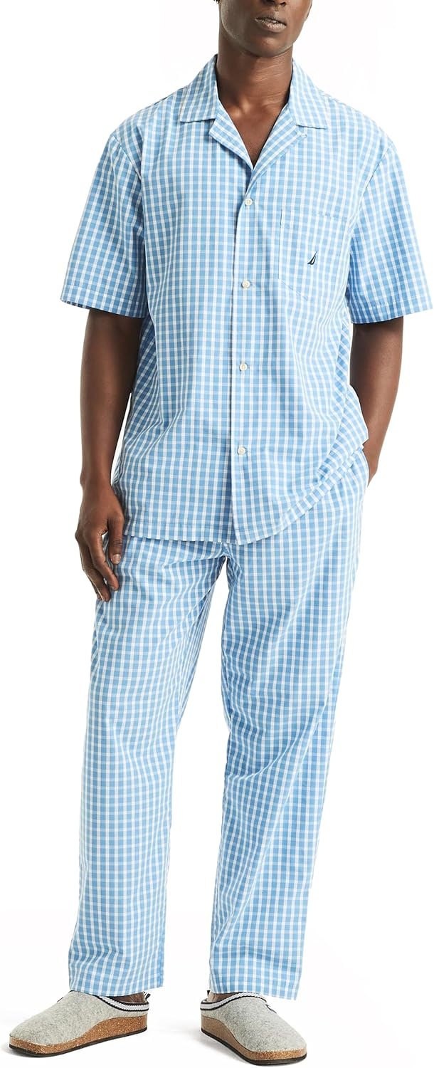image:imageNautica Mens Nautica Sustainably Crafted Plaid Camp Sleep ShirtBlue Yonder