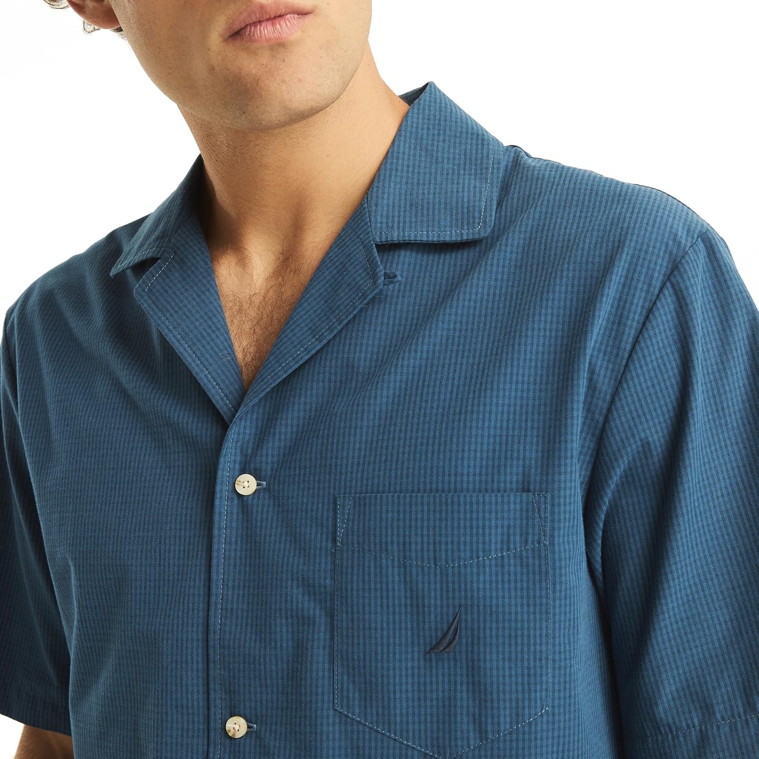 image:imageNautica Mens Nautica Sustainably Crafted Plaid Camp Sleep ShirtEnsign Blue