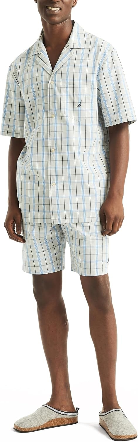 image:imageNautica Mens Nautica Sustainably Crafted Plaid Camp Sleep ShirtHigh Rise