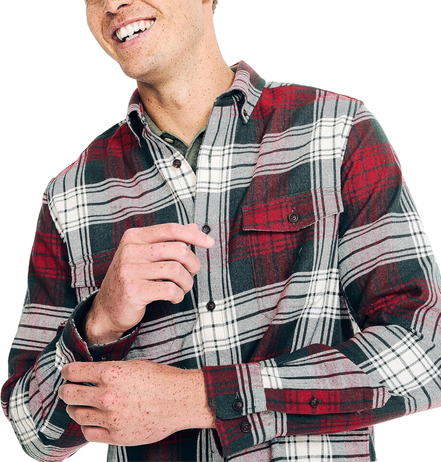 image:imageNautica Mens Nautica Sustainably Crafted Plaid Flannel ShirtDark Spruce