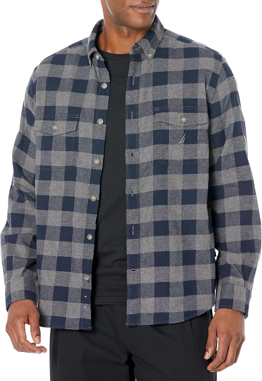 image:imageNautica Mens Nautica Sustainably Crafted Plaid Flannel ShirtGrey Heather