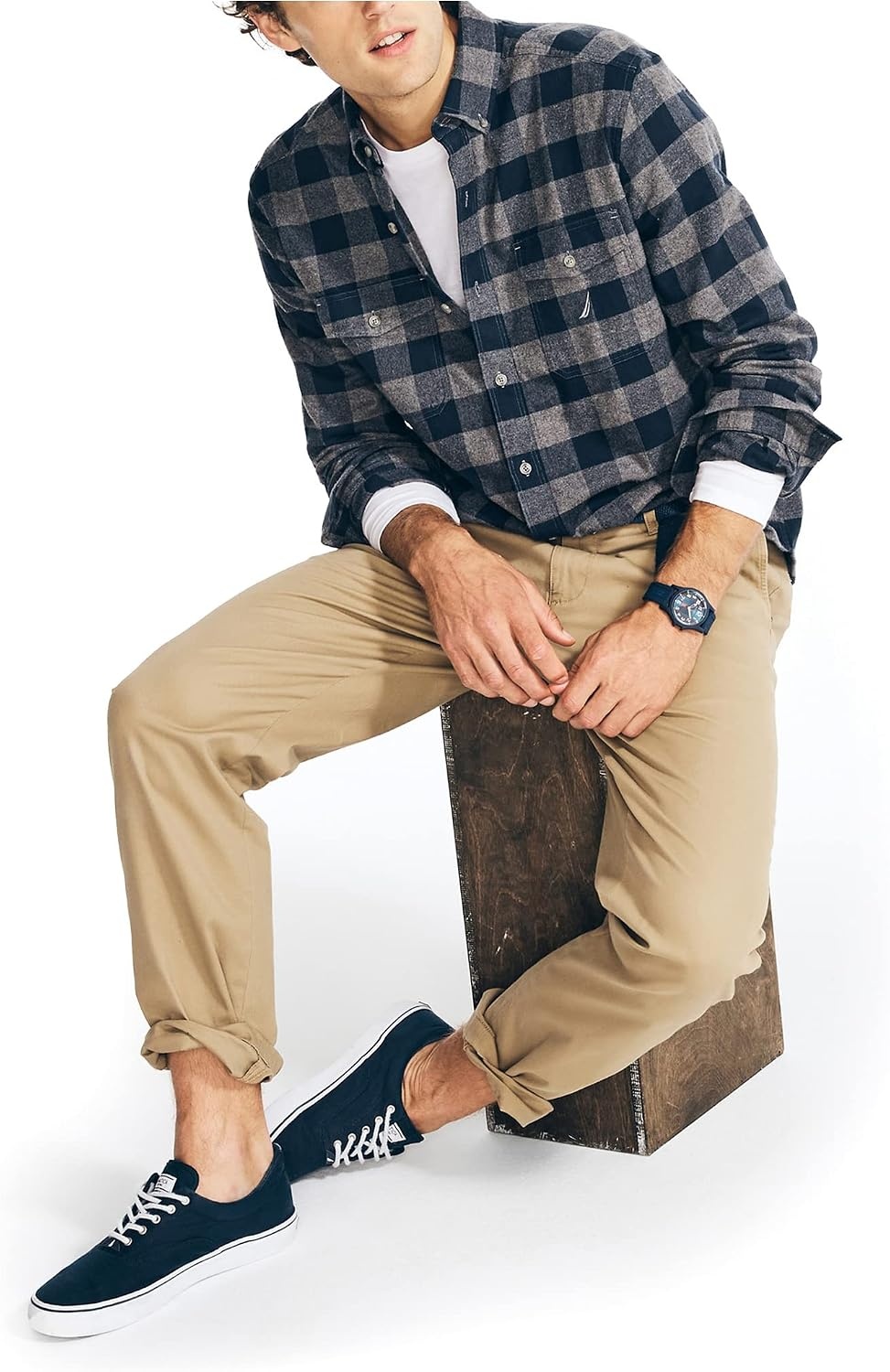 image:imageNautica Mens Nautica Sustainably Crafted Plaid Flannel ShirtGrey Heather