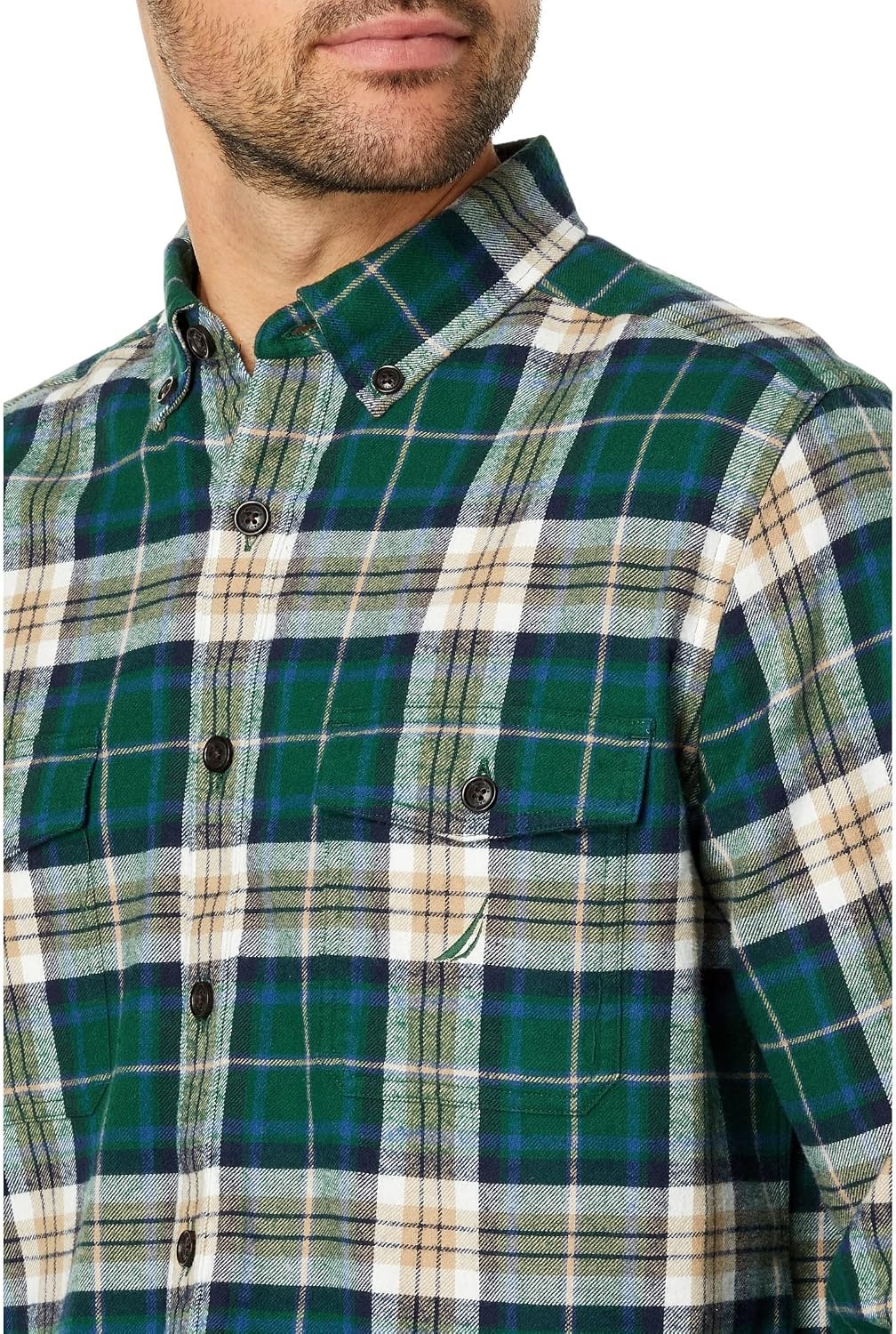 image:imageNautica Mens Nautica Sustainably Crafted Plaid Flannel ShirtTidal Green