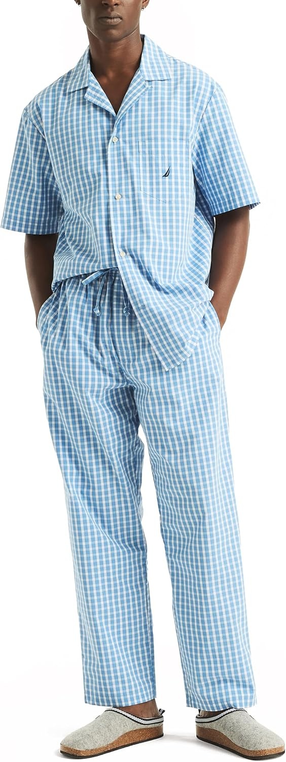image:imageNautica Mens Nautica Sustainably Crafted Plaid Poplin Sleep PantBlue Yonder