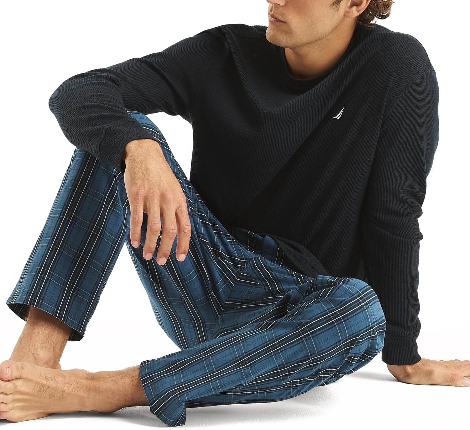 image:imageNautica Mens Nautica Sustainably Crafted Plaid Poplin Sleep PantEnsign Blue