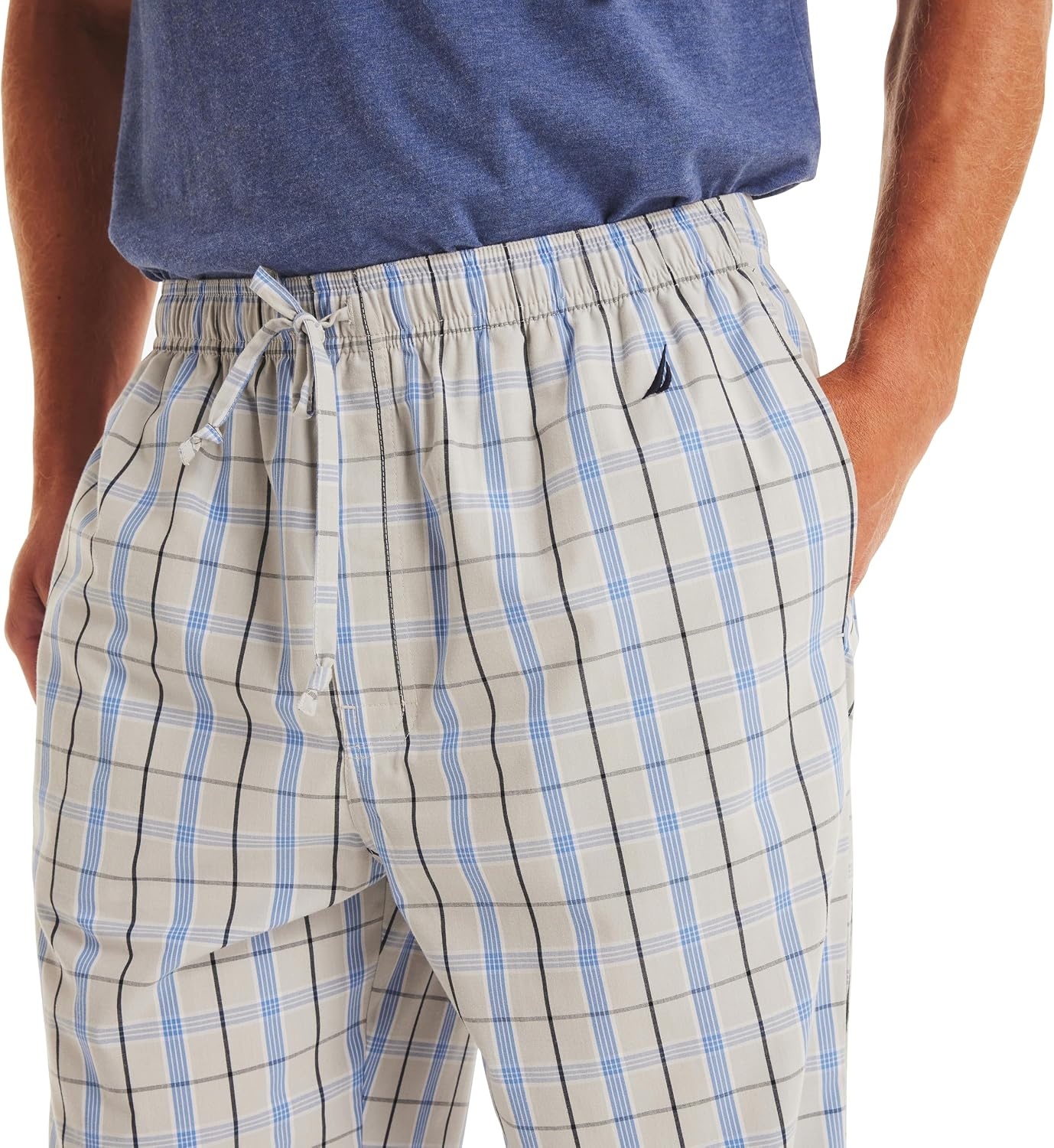 image:imageNautica Mens Nautica Sustainably Crafted Plaid Poplin Sleep PantHigh Rise
