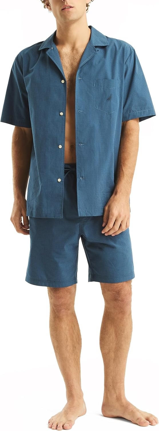 image:imageNautica Mens Nautica Sustainably Crafted Poplin Sleep ShortEnsign Blue