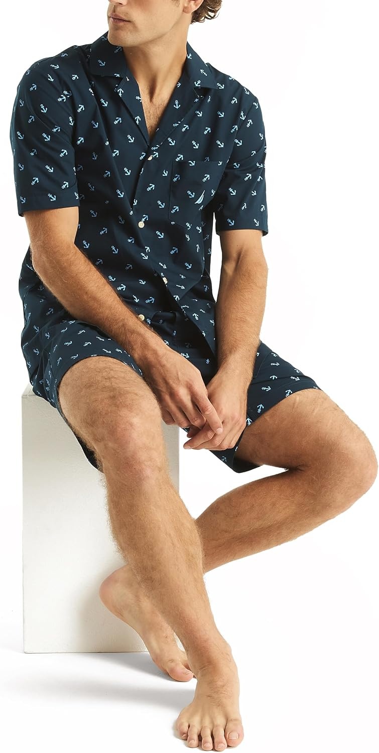 image:imageNautica Mens Nautica Sustainably Crafted Printed Camp Sleep ShirtMaritime Navy