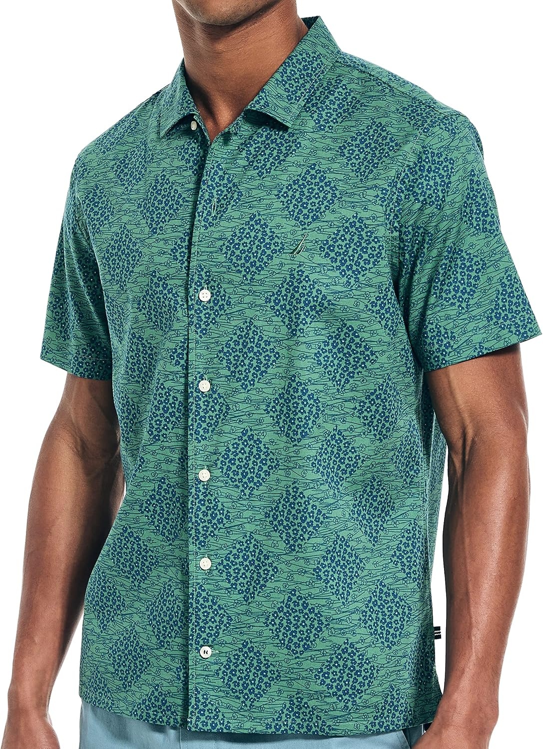 image:imageNautica Mens Nautica Sustainably Crafted Printed ShortSleeve ShirtCoastal Pine