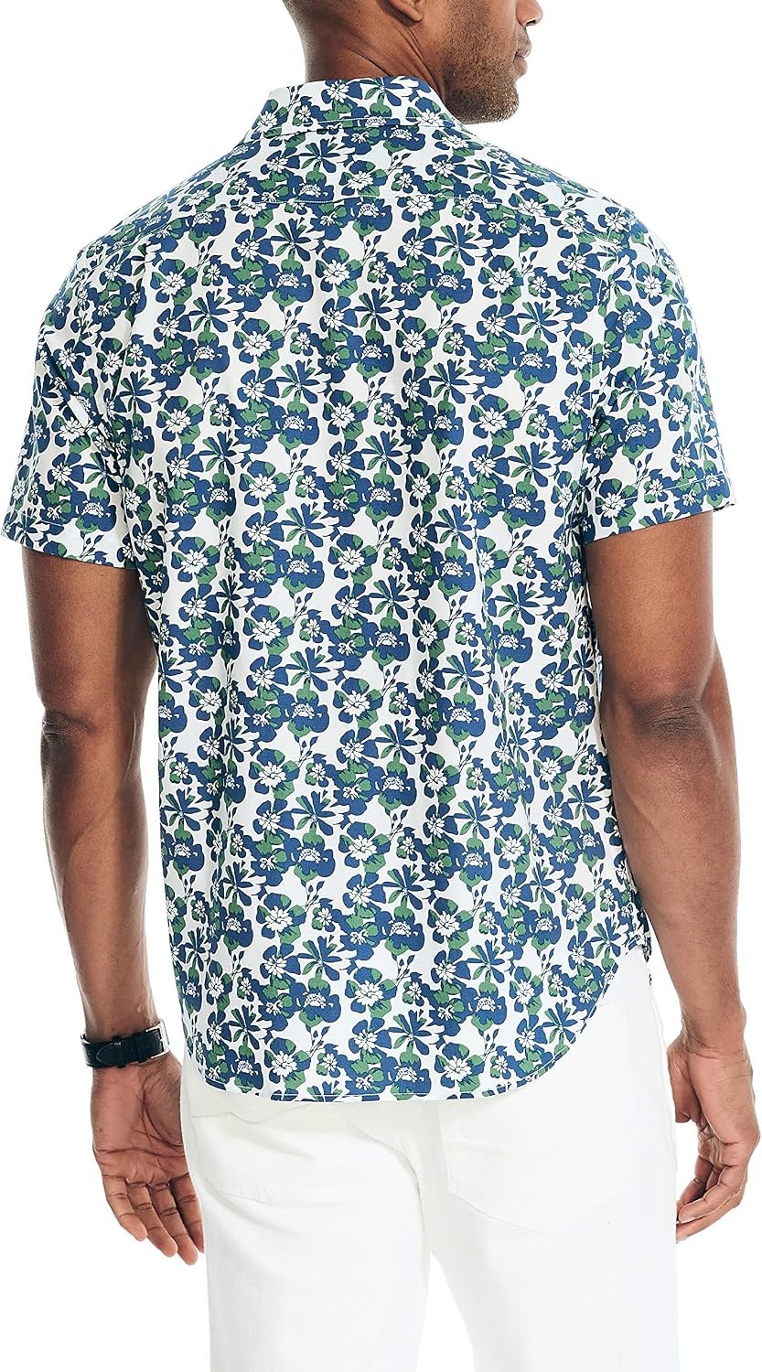 image:imageNautica Mens Nautica Sustainably Crafted Printed ShortSleeve ShirtMarshmallow