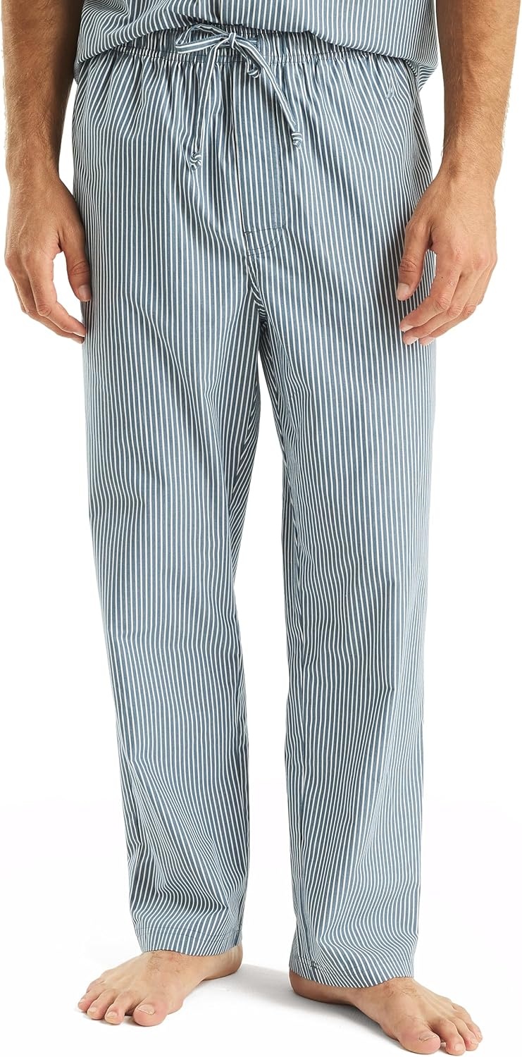 image:imageNautica Mens Nautica Sustainably Crafted Striped Poplin Sleep PantEnsign Blue