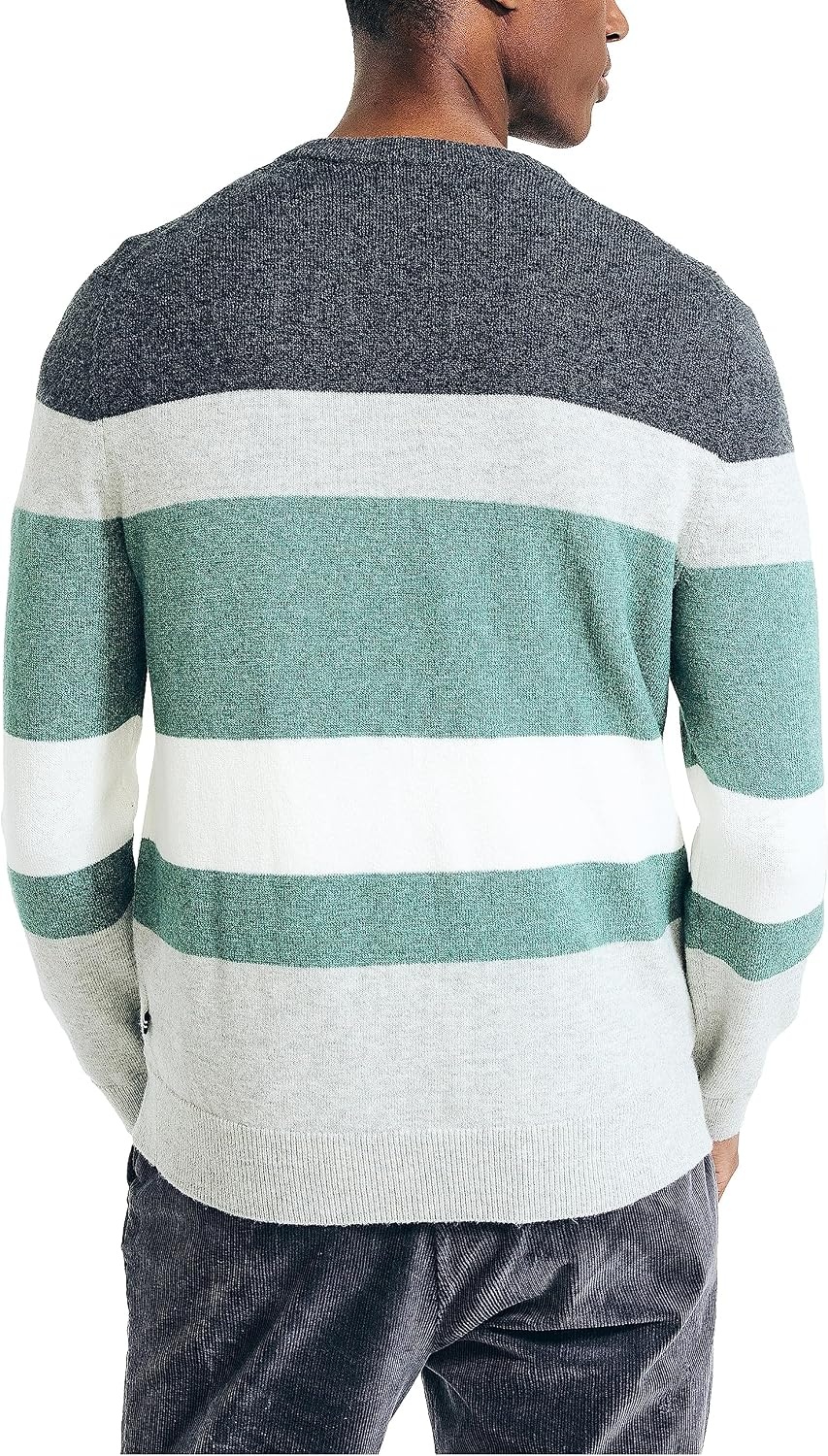 image:imageNautica Mens Nautica Sustainably Crafted Striped Textured Crewneck SweaterGrey Heather