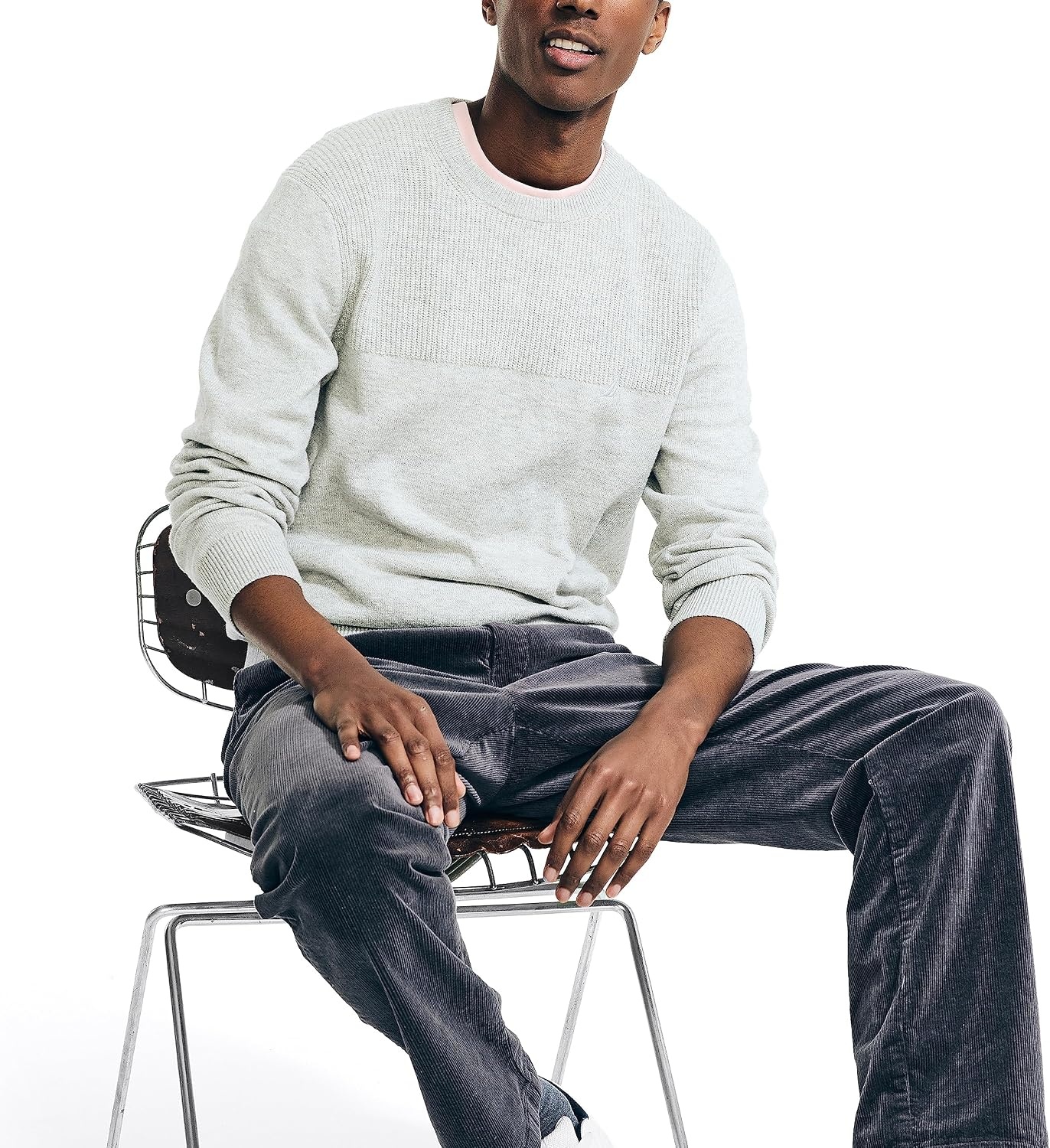 image:imageNautica Mens Nautica Sustainably Crafted Textured Crewneck SweaterGrey Heather