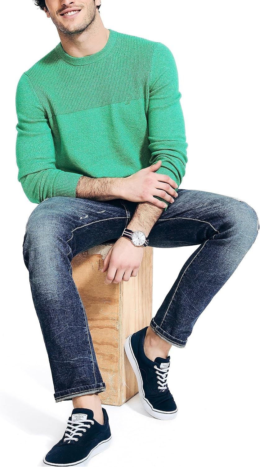 image:imageNautica Mens Nautica Sustainably Crafted Textured Crewneck SweaterParrot Green