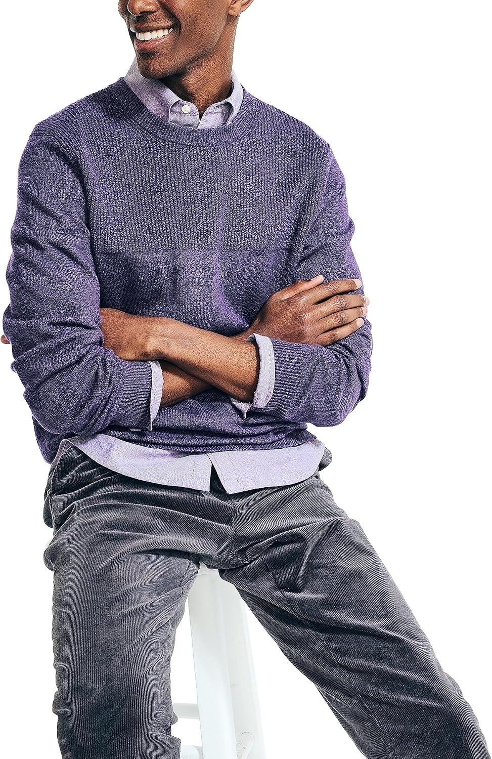 image:imageNautica Mens Nautica Sustainably Crafted Textured Crewneck SweaterViolet Heather