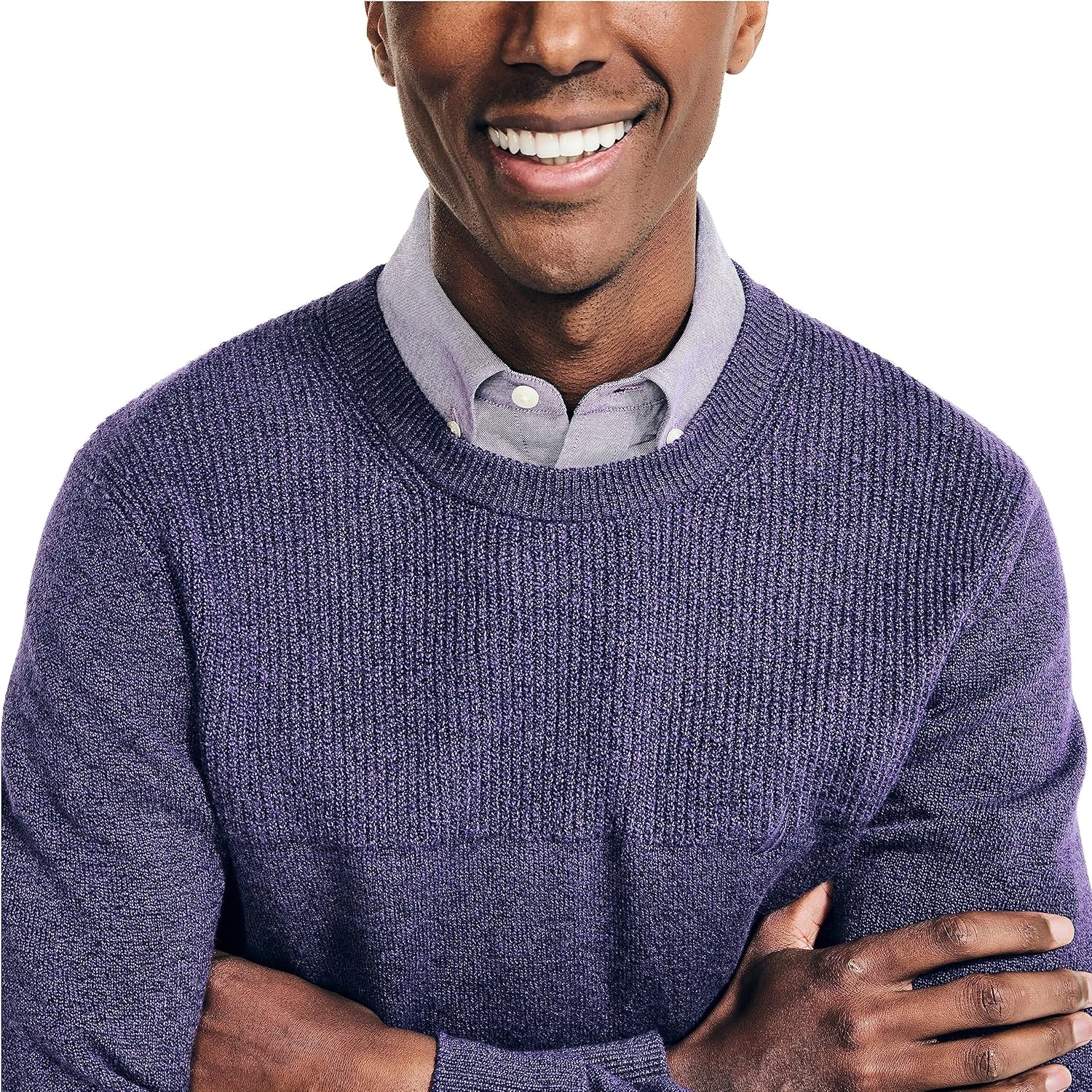 image:imageNautica Mens Nautica Sustainably Crafted Textured Crewneck SweaterViolet Heather