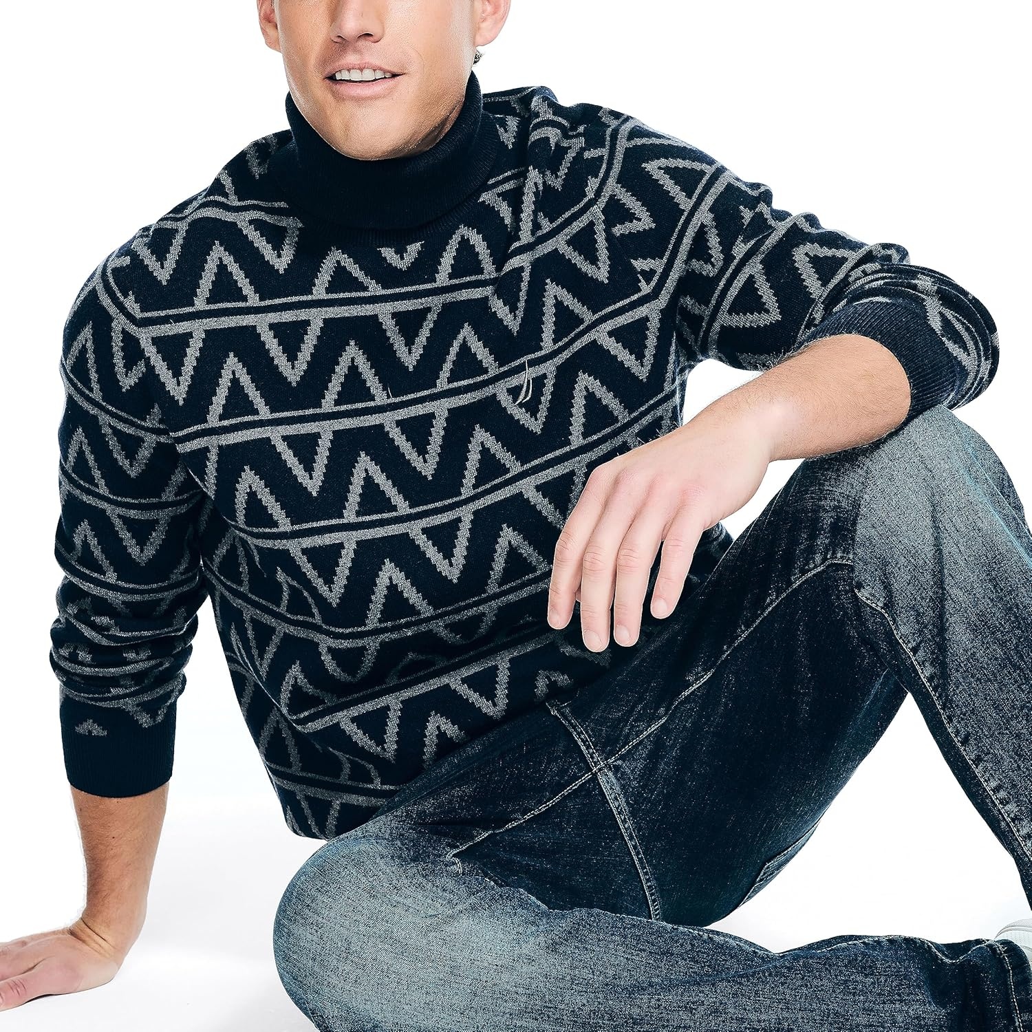 image:imageNautica Mens Nautica Sustainably Crafted Turtleneck SweaterNavy Seas