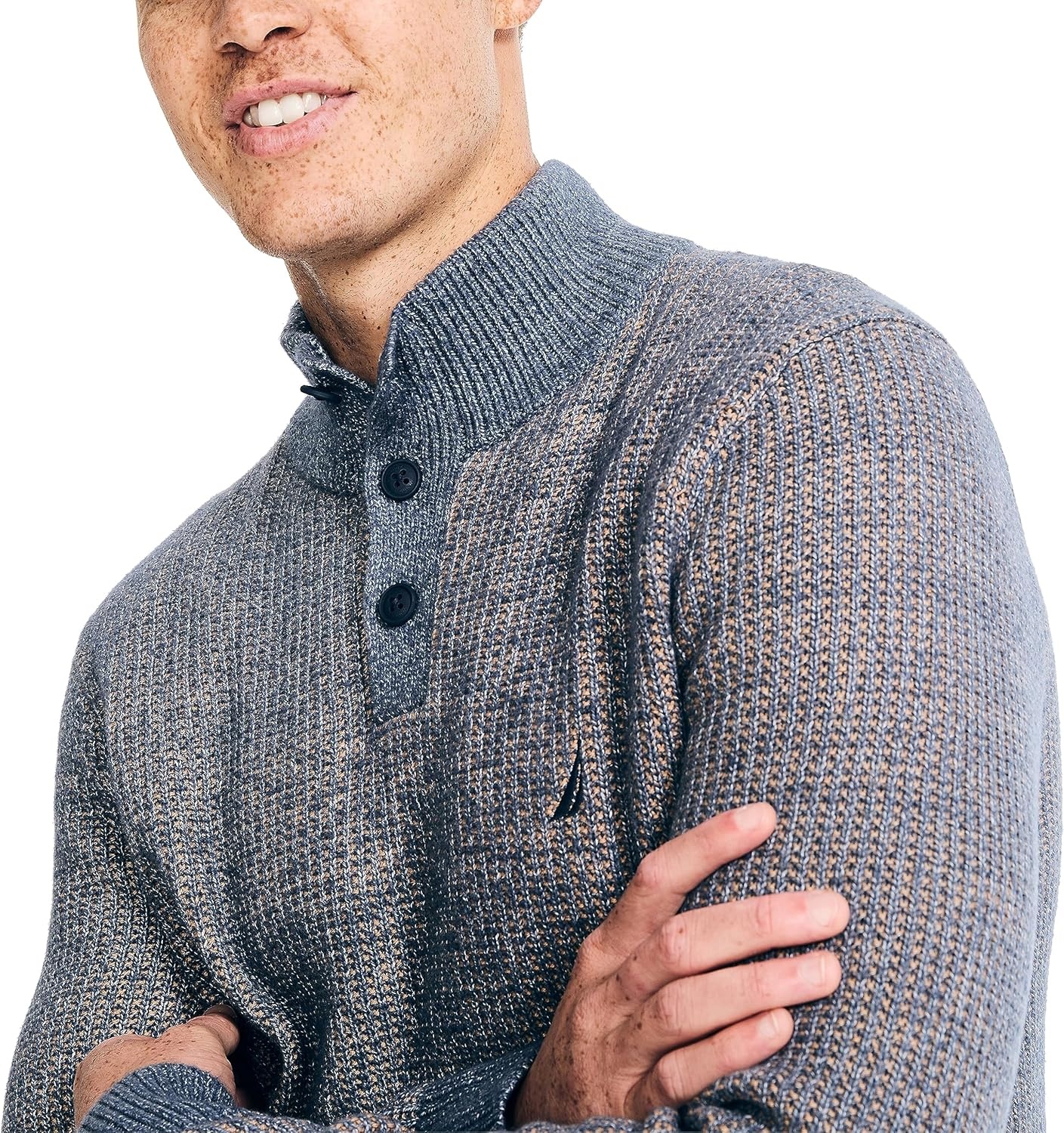 image:imageNautica Mens Nautica Sustainably Crafted Waffle MockNeck SweaterNavy Seas
