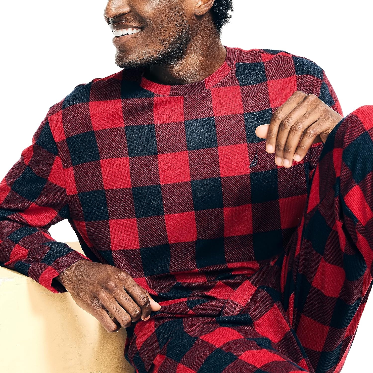 image:imageNautica Mens Nautica Waffle Buffalo Plaid Pajama Pant SetNautica Red