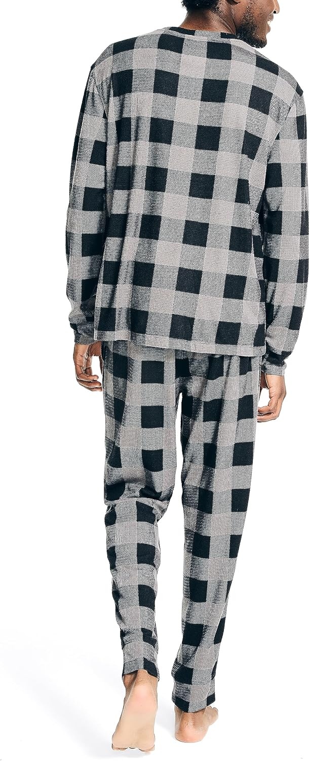 image:imageNautica Mens Nautica Waffle Buffalo Plaid Pajama Pant SetStorm Grey
