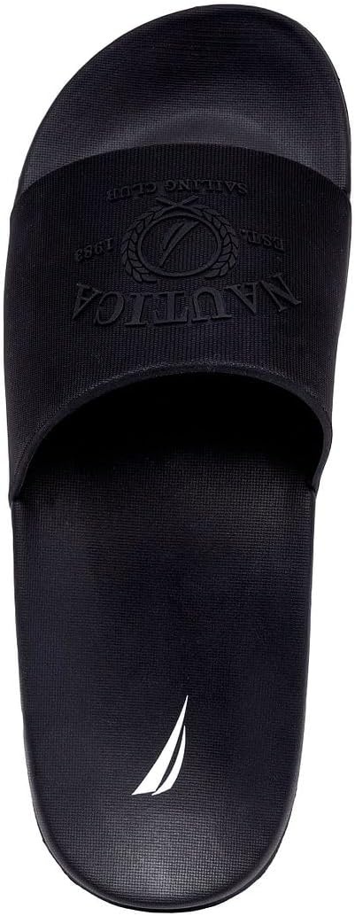 image:imageNautica Mens Open Toe Slide Sandals Comfortable Indoor amp Outdoor Shower SlippersBlack Mono Porter