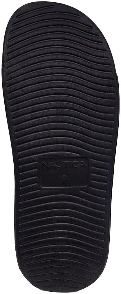 image:imageNautica Mens Open Toe Slide Sandals Comfortable Indoor amp Outdoor Shower SlippersBlack White Porter